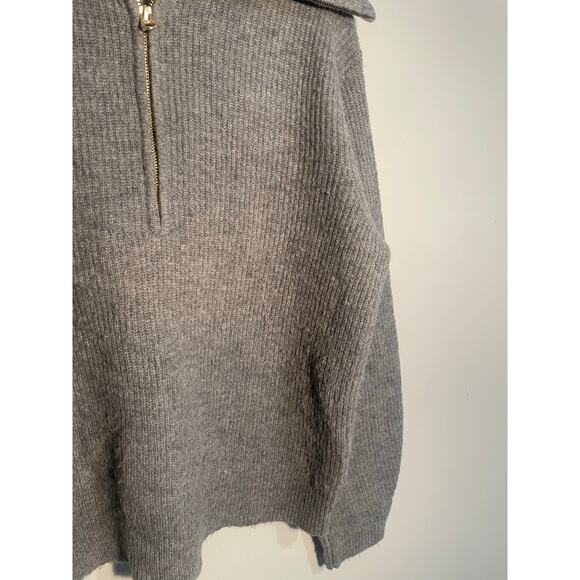 J. Crew Half Zip Stretch Sweater Gray Wool and Alpaca Blend Size Medium - Picture 6 of 12